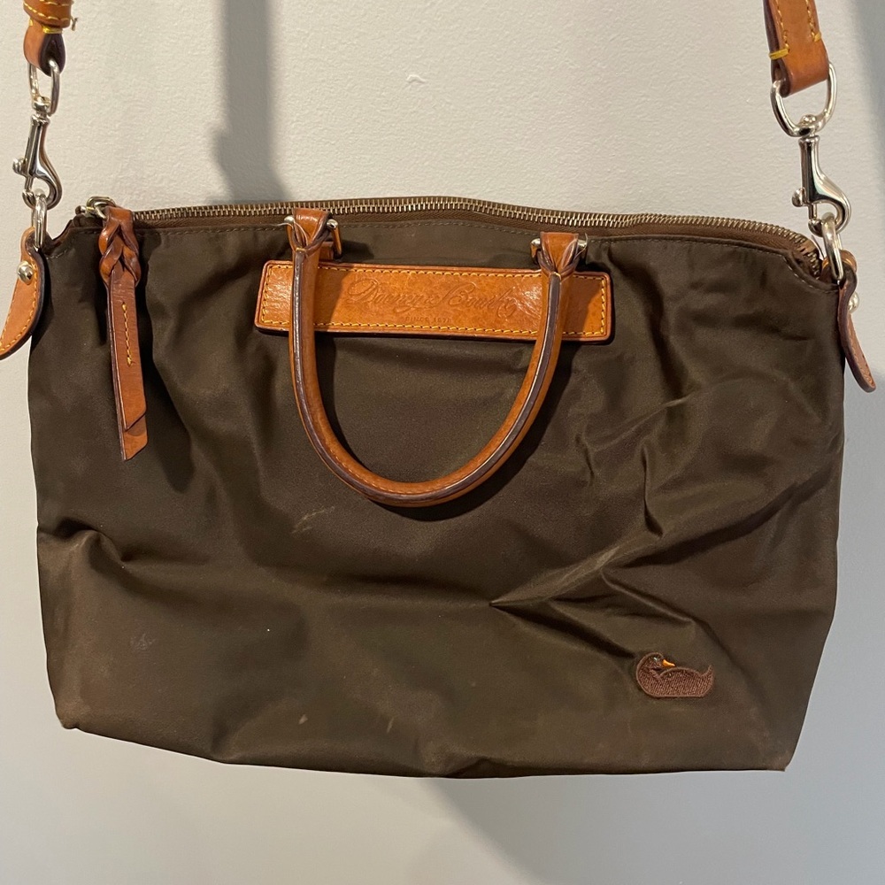 Brown Leather-Trimmed Bag​